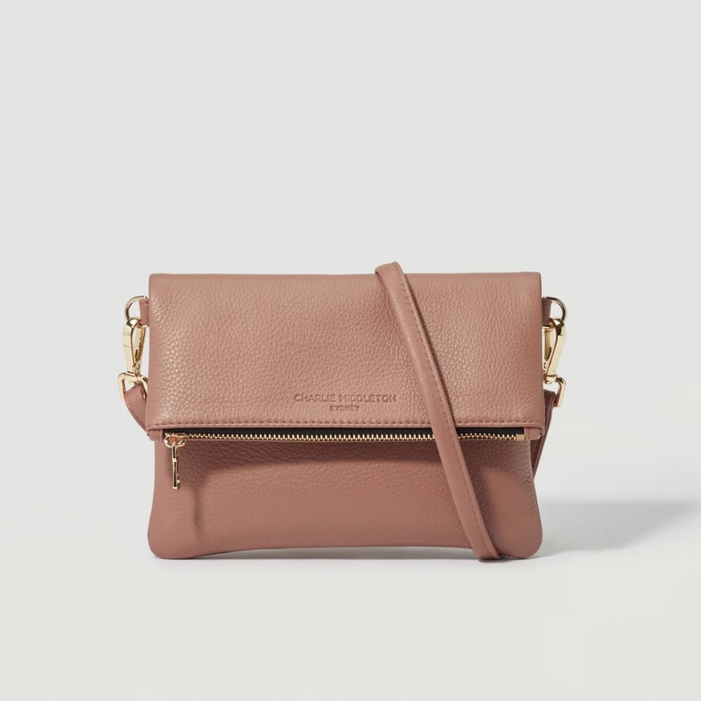 Charlie Middleton Tan Leather Crossbody Bag small